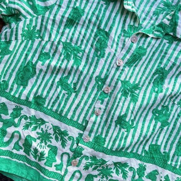 Calypso St. Barth linen blend short sleeve button up resort Mediterranean Large - Picture 3 of 8